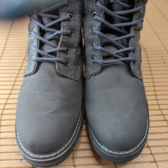 Polar Womens Lace Up Faux Fur lined and trim Mid Calf Waterproof Grey Winter Boo - Picture 4 of 9